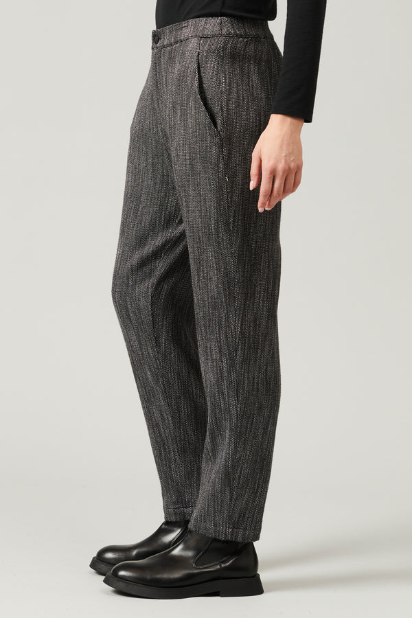 Transit Par Such Pantalone comfort fit con elastico dietro in microfantasia di misto la – Transit Novità