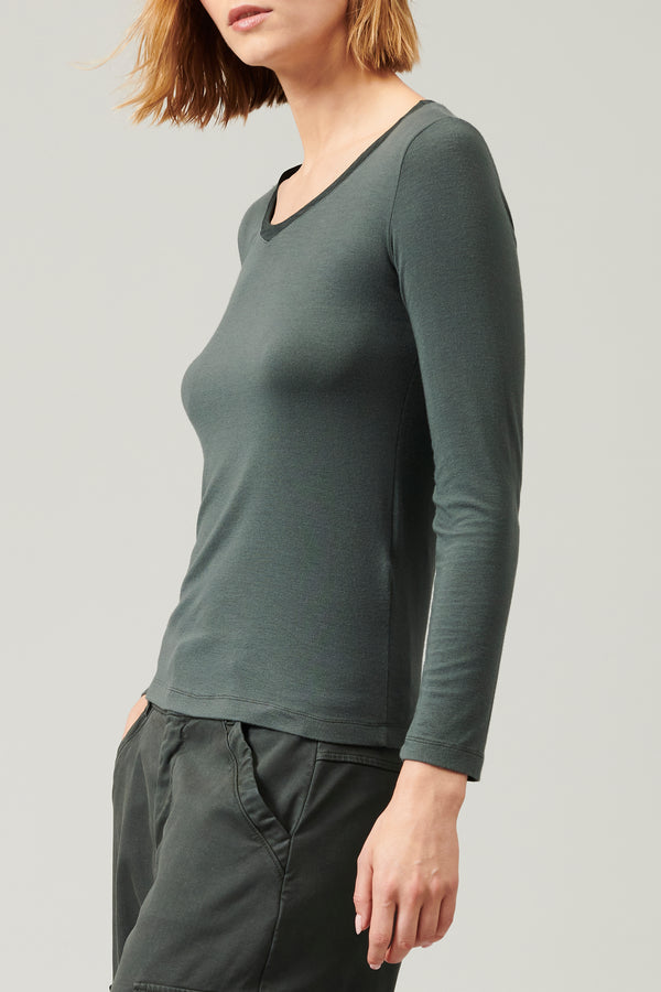 Transit Par Such T-shirt scollo a v slim fit in jersey di modal stretch | 1013.CFDTRYI1 – Transit In Saldo