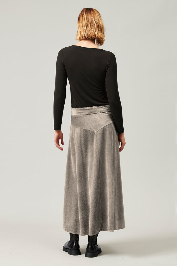 Transit Par Such Gonna lunga con bottoni in velluto a coste di viscosa e cotone stretch – Transit Moda