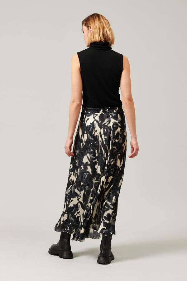 Transit Par Such Gonna fluida in raso di seta con stampa colorata floreale lunghezza a – Transit Shopping Online