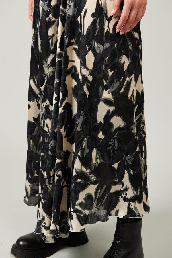 Transit Par Such Gonna fluida in raso di seta con stampa colorata floreale lunghezza a – Transit Shopping Online