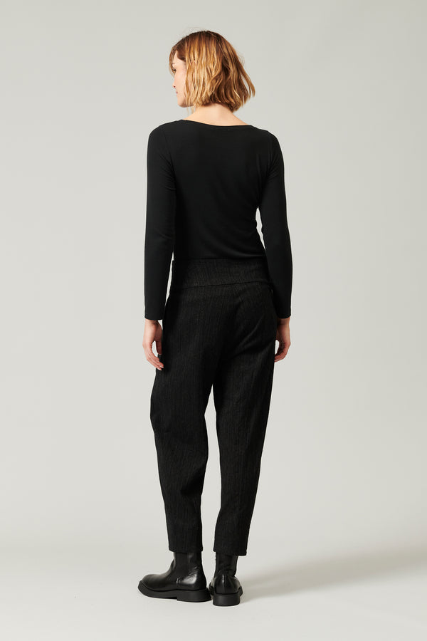 Transit Par Such Pantalone rigato linea bombé com pinces in cotone e viscosa stretch | – Transit Prezzo Ridotto