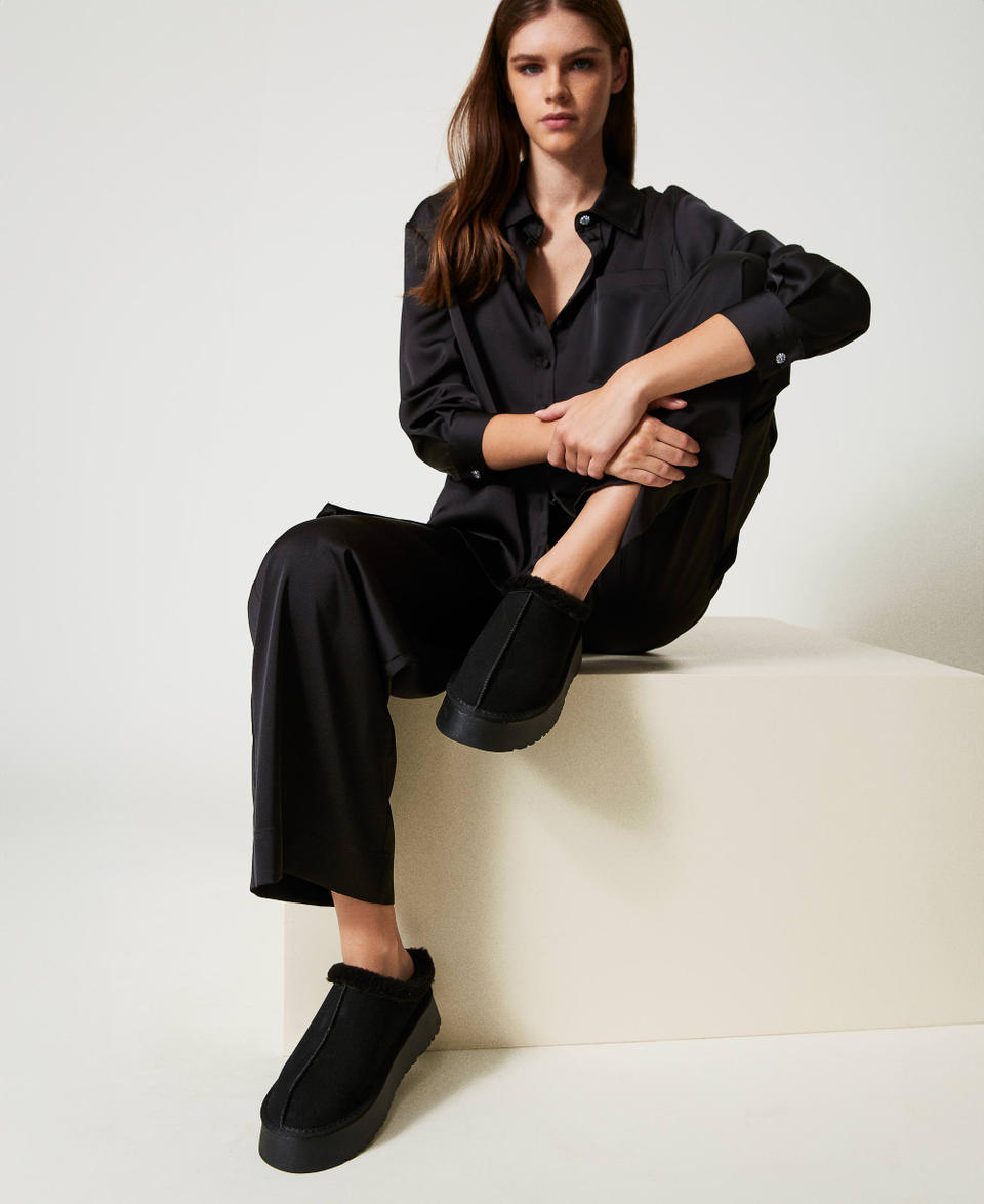 Twin Set Scarpe sabot con faux fur Moda