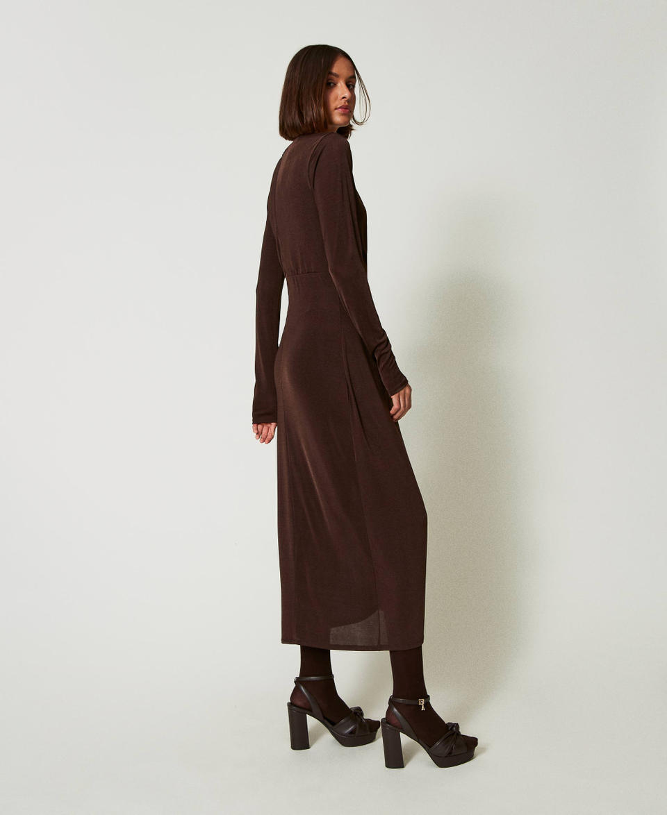 Twin Set Abito lungo in jersey con drappeggio laterale Consegna Veloce