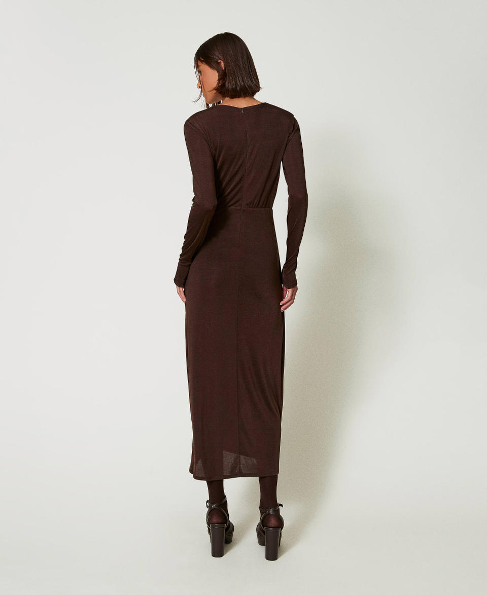 Twin Set Abito lungo in jersey con drappeggio laterale Consegna Veloce