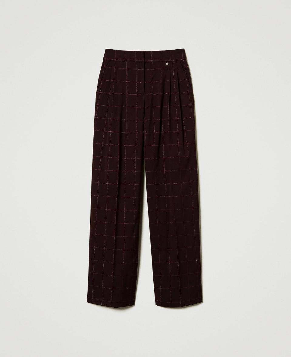 Twin Set Pantaloni a palazzo check con lurex Prezzo Ridotto