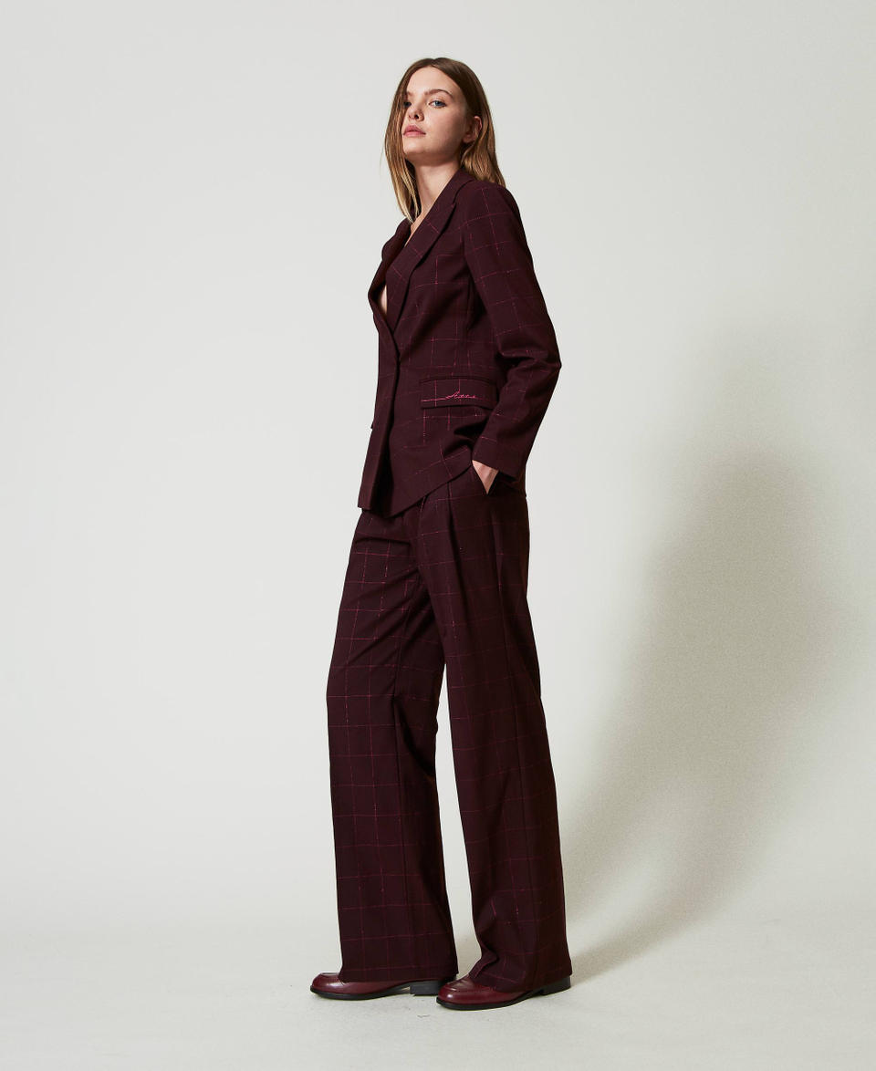 Twin Set Pantaloni a palazzo check con lurex Prezzo Ridotto