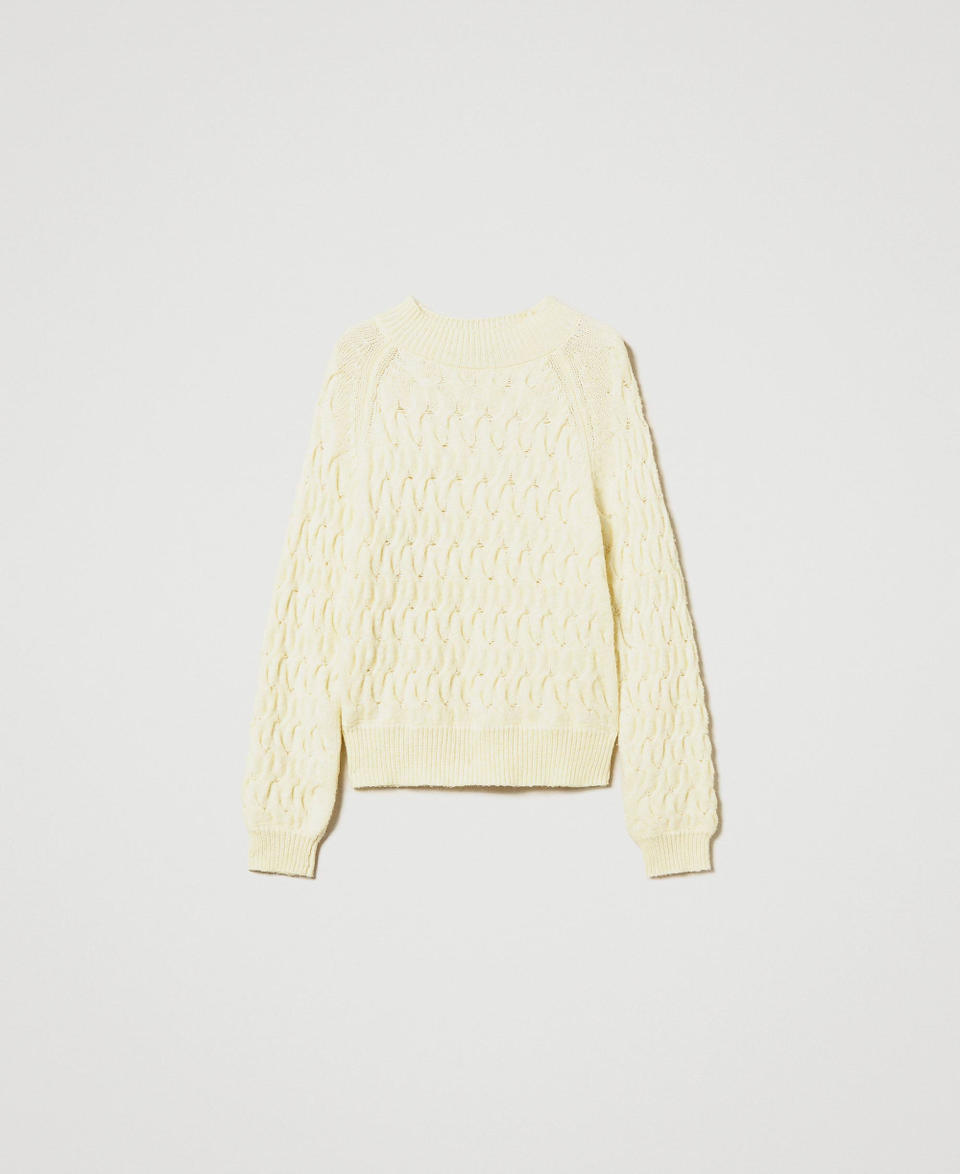 Twin Set Maglia lupetto in misto lana con trecce Convenienza