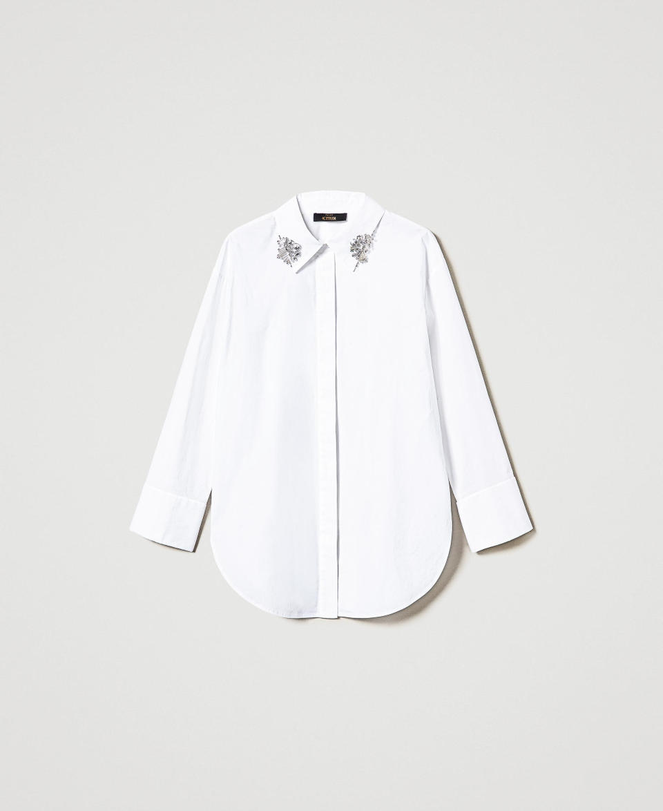 Twin Set Camicia over in popeline con ricami Novità