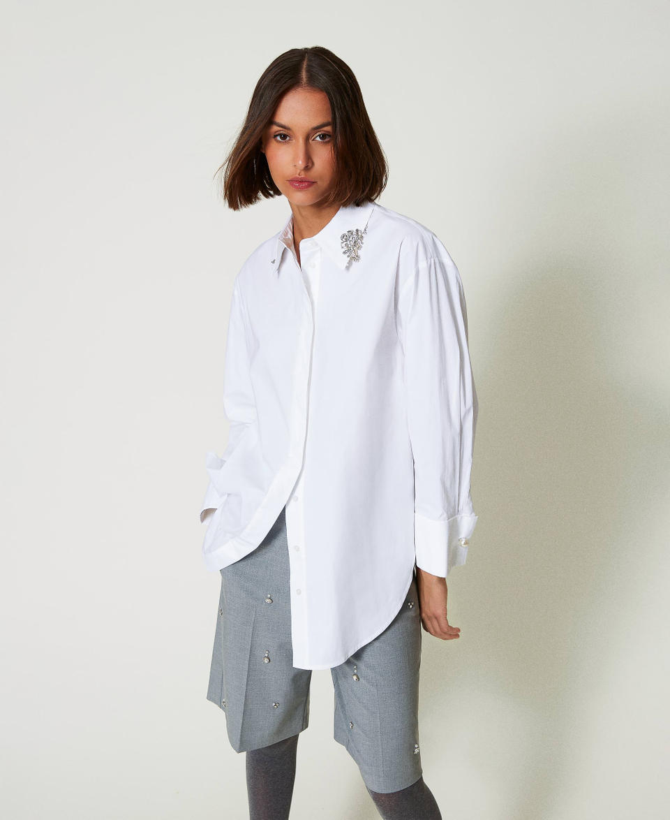 Twin Set Camicia over in popeline con ricami Novità