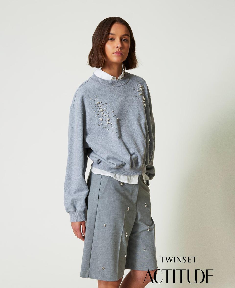 Twin Set Felpa boxy con ricamo a mano Sconto