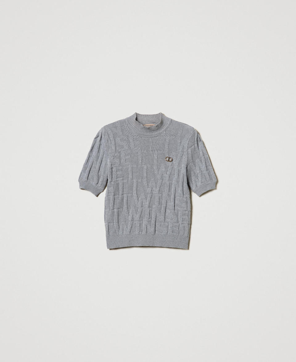 Twin Set Maglia in cotone e cashmere con logo Offerte
