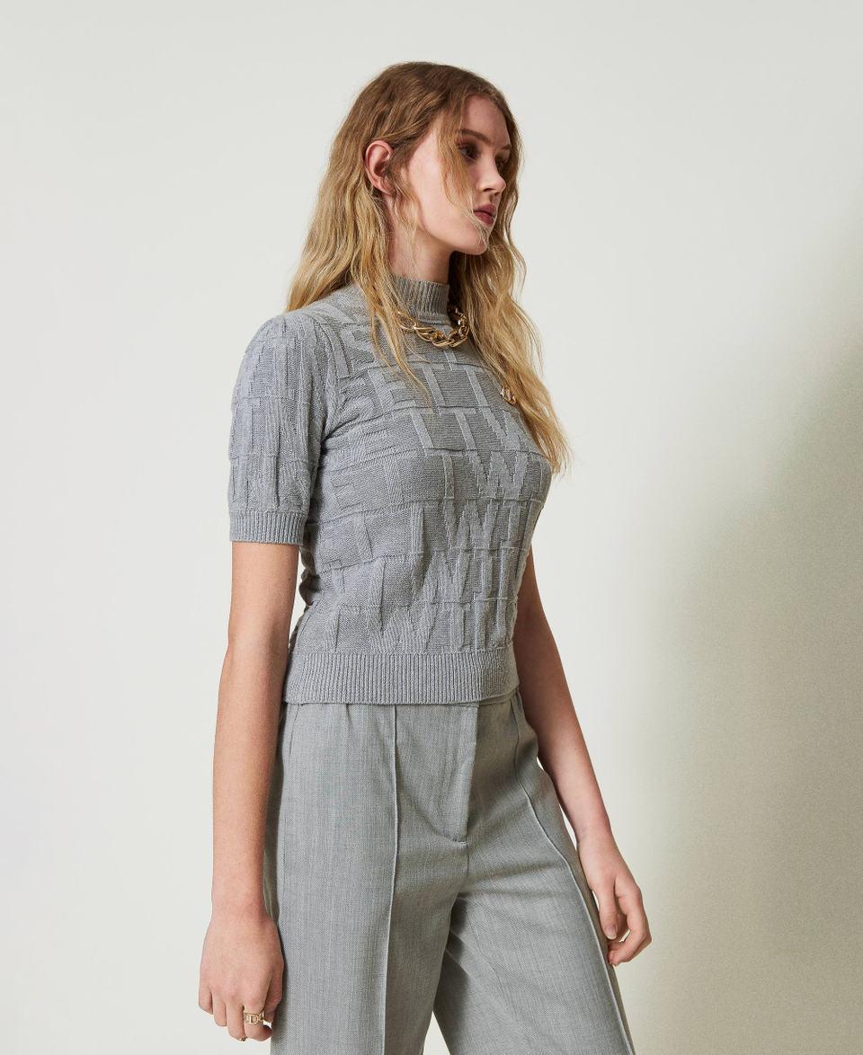 Twin Set Maglia in cotone e cashmere con logo Offerte