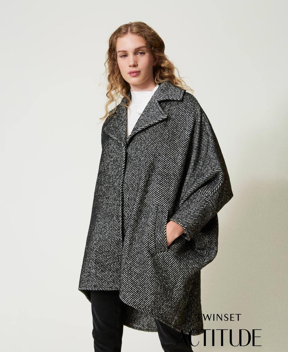 Twin Set Cappotto corto in panno bicolor