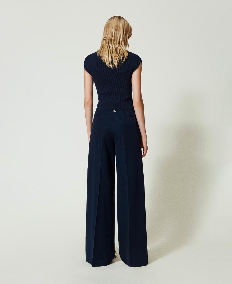 Twin Set Pantaloni wide leg gessati lurex I Più Venduti