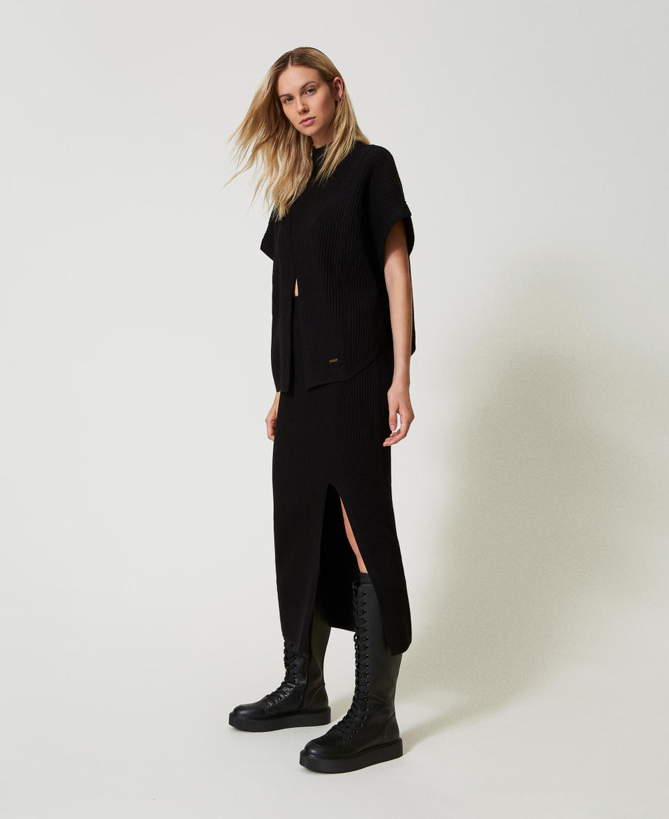 Twin Set Gonna longuette in maglia a costine Nuova