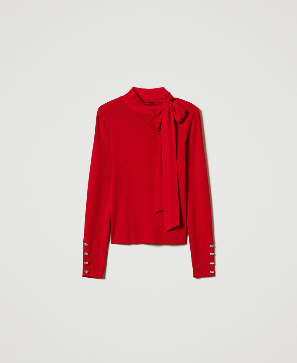 Twin Set Maglia lupetto con fiocco e ricamo 2025