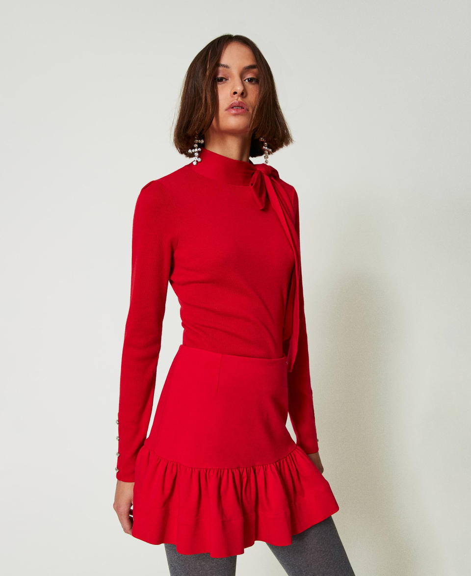 Twin Set Maglia lupetto con fiocco e ricamo 2025