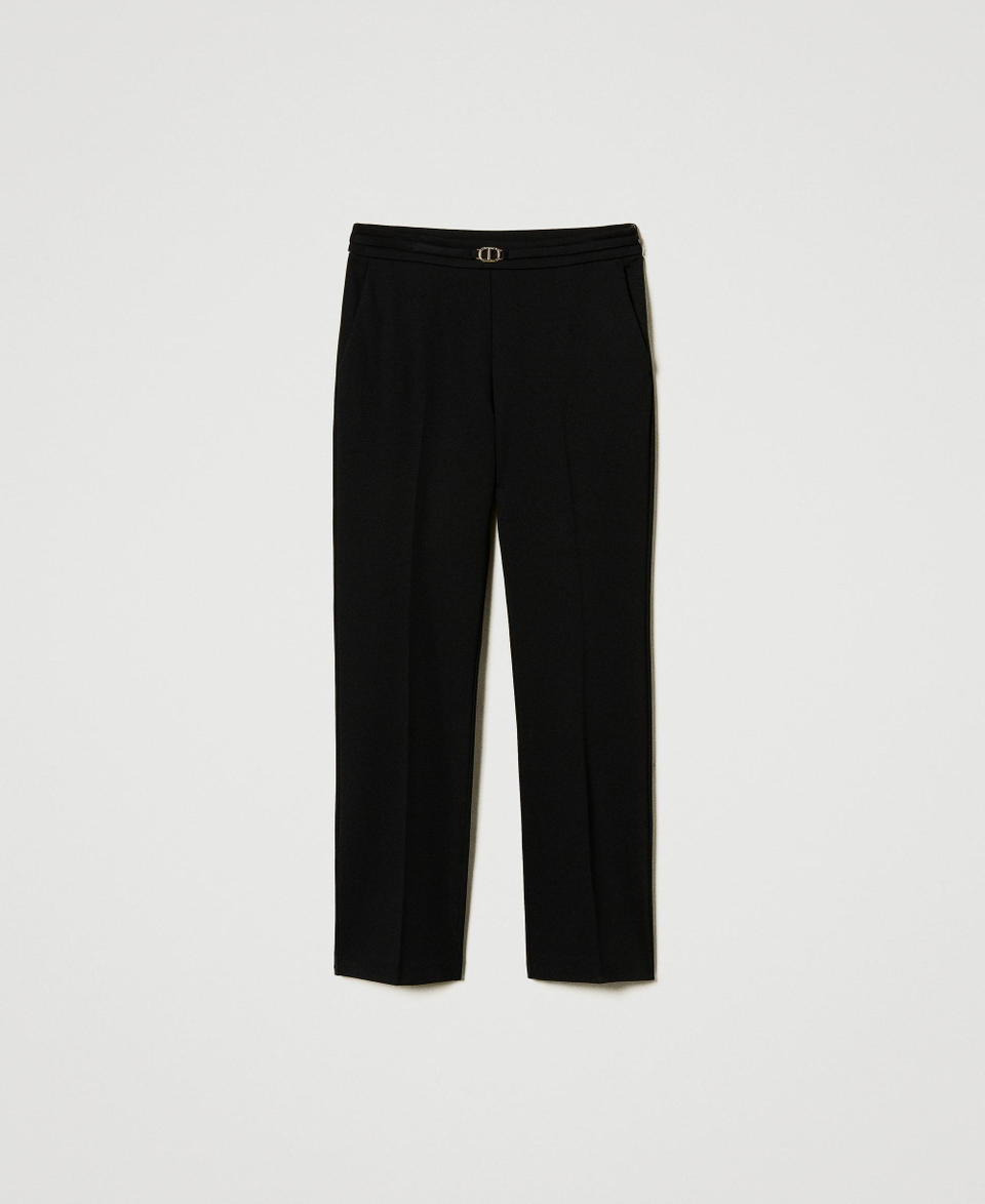 Twin Set Pantaloni con cinturino Oval T e piega Italia