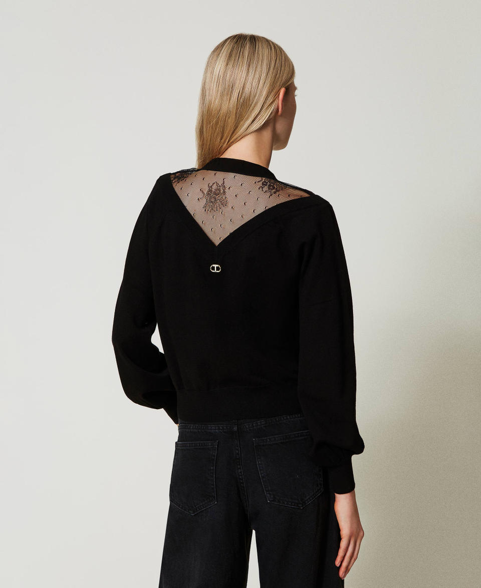 Twin Set Maglia con pizzo e fiocco 2025
