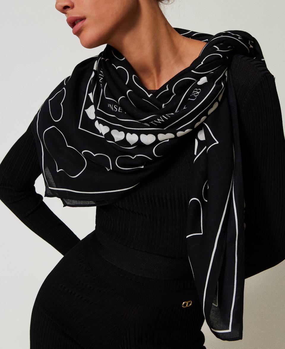 Twin Set Kefiah con stampa logo e cuori Pezzi Unici