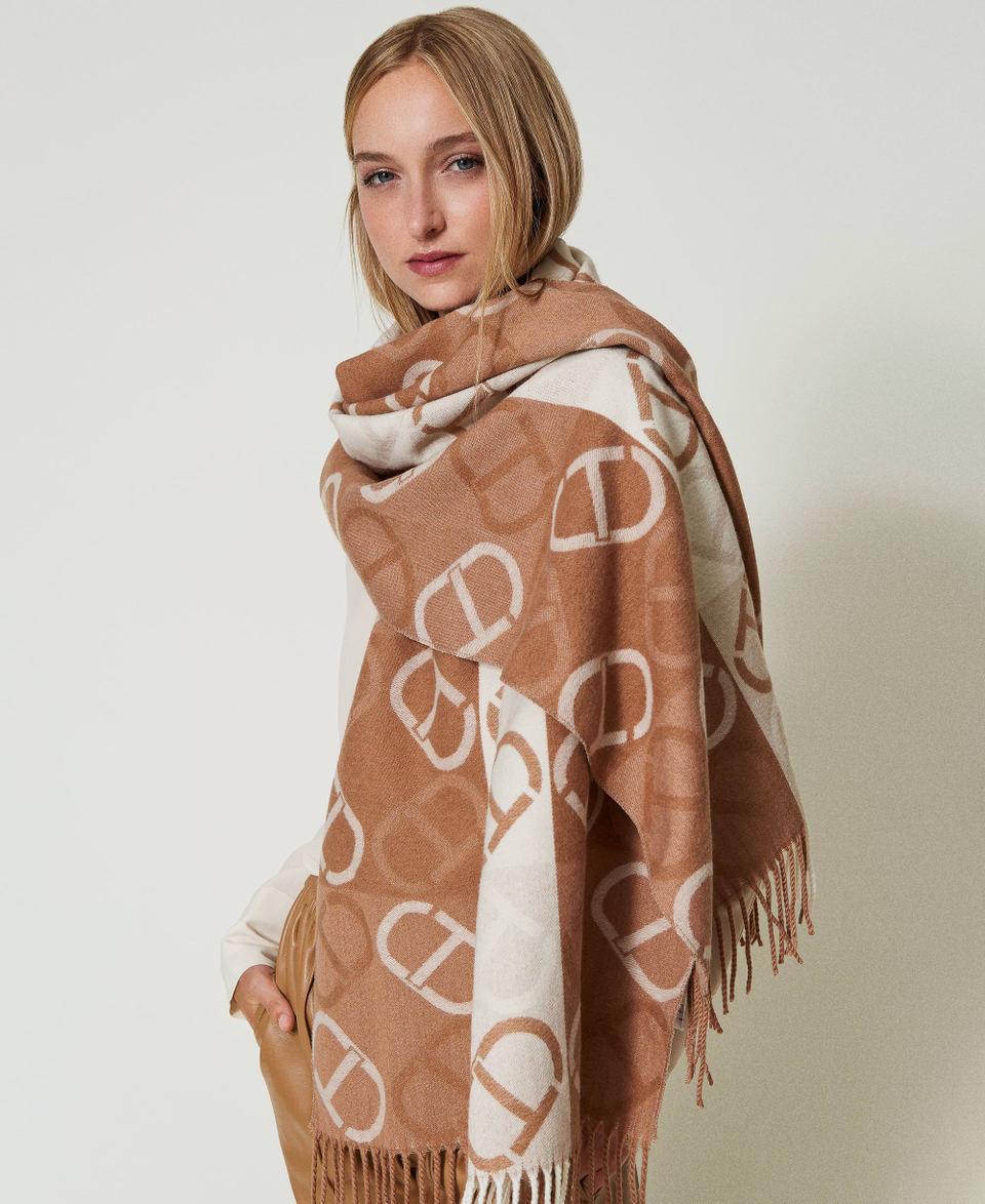 Twin Set Stola in panno jacquard con Oval T Soddisfazione Garantita