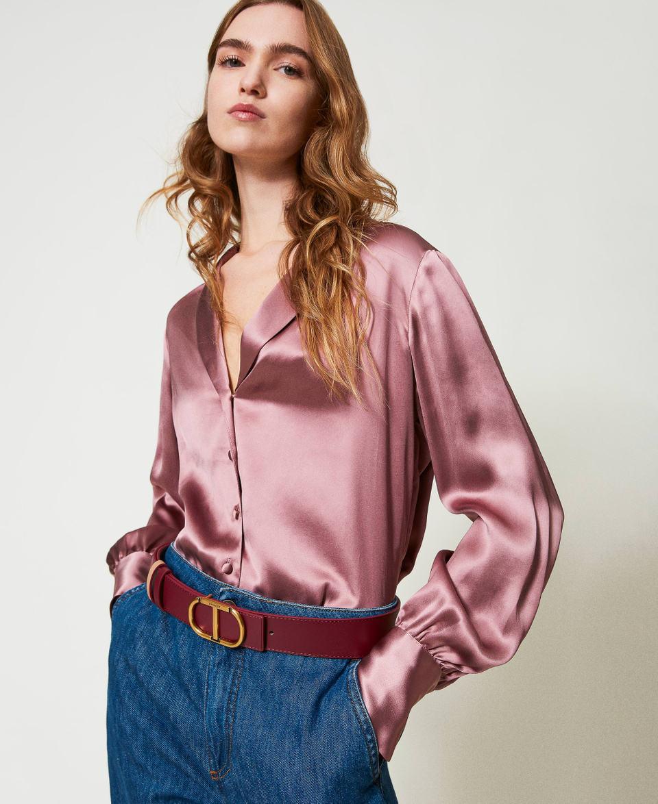 Twin Set Cintura reversibile in pelle con Oval T Consegna Veloce