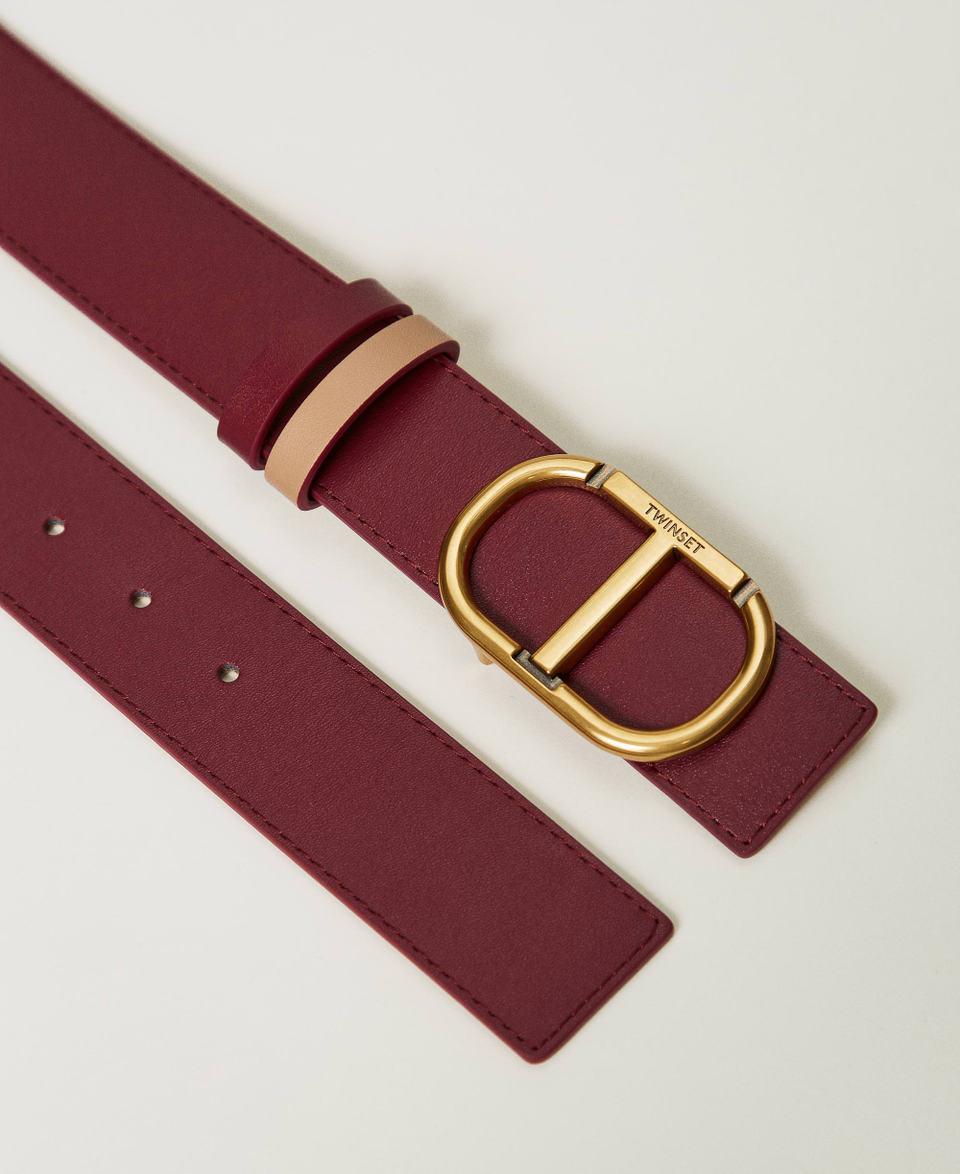 Twin Set Cintura reversibile in pelle con Oval T Consegna Veloce