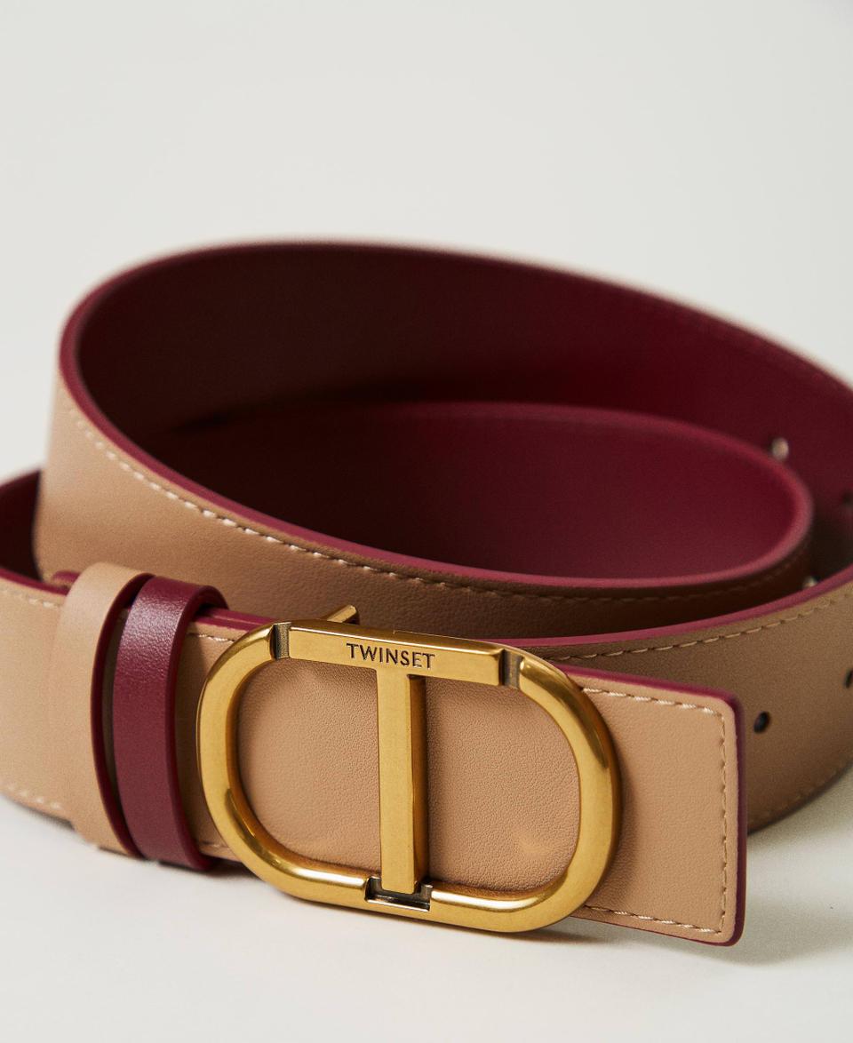 Twin Set Cintura reversibile in pelle con Oval T Consegna Veloce