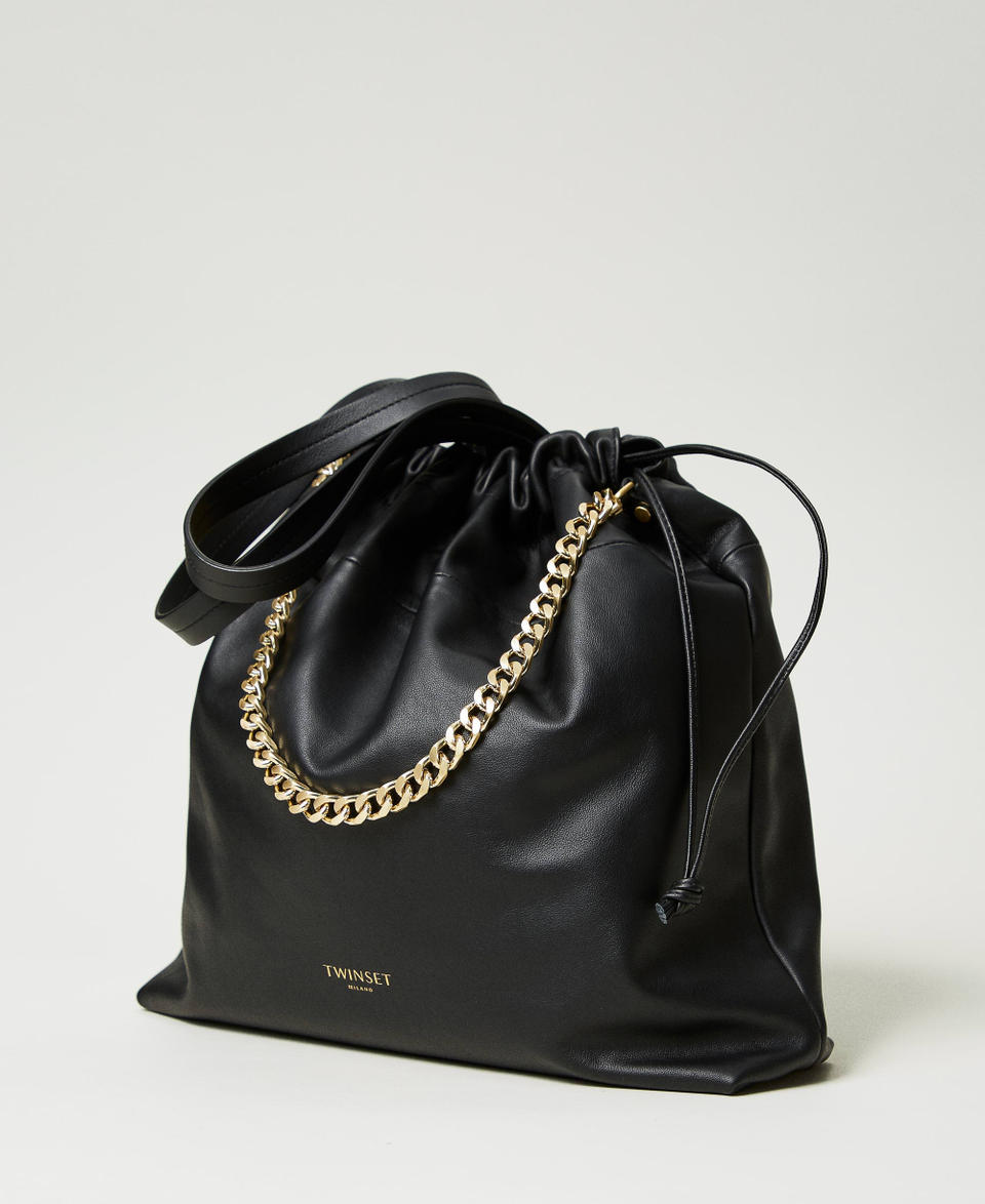 Twin Set Borsa shopper grande in pelle con coulisse Vendite Flash