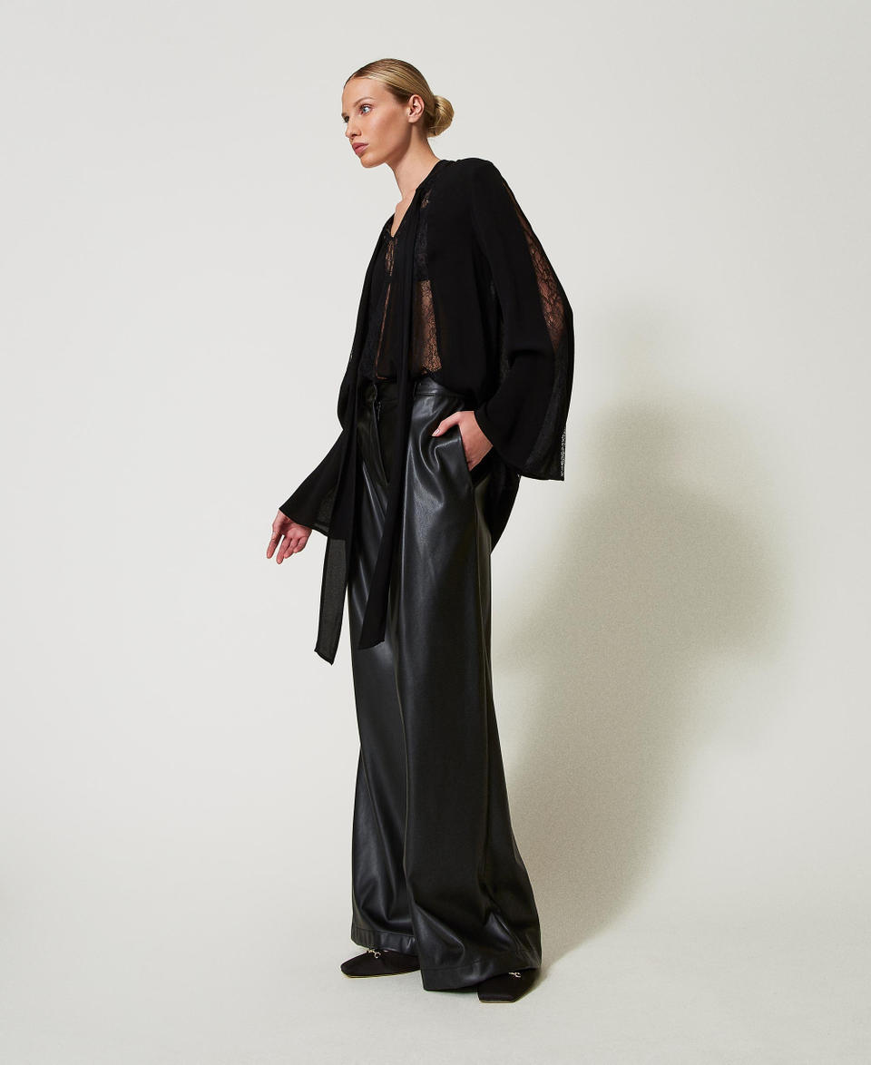 Twin Set Pantaloni wide leg effetto pelle Nuovo