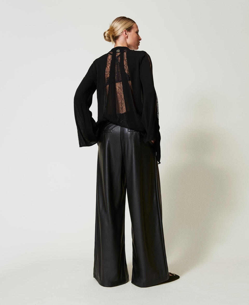 Twin Set Pantaloni wide leg effetto pelle Nuovo