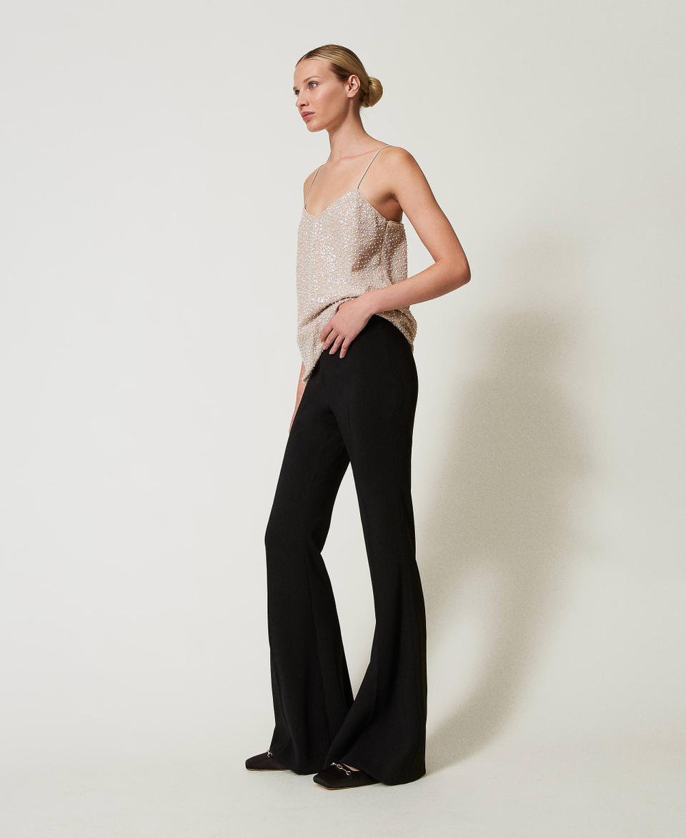 Twin Set Pantaloni flare in crêpe fluido Fino Al -60%