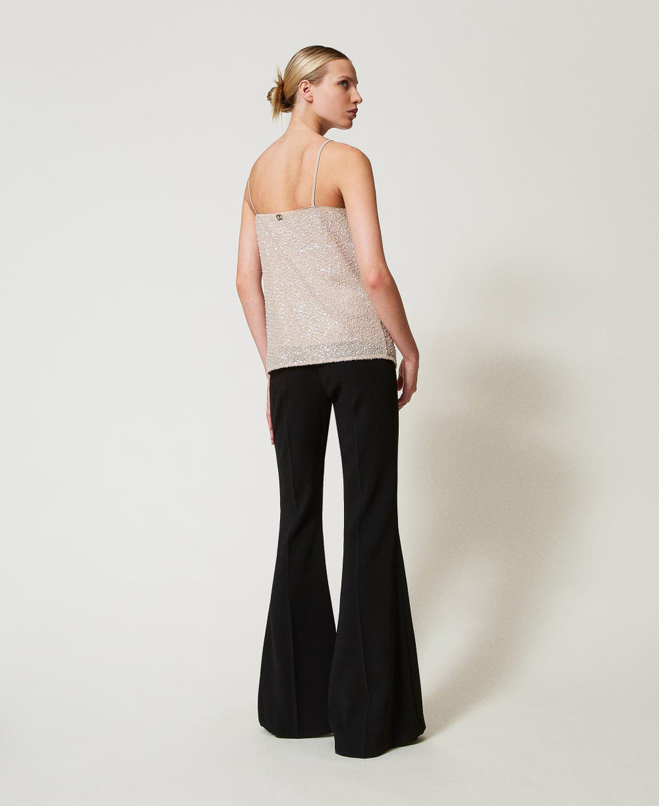 Twin Set Pantaloni flare in crêpe fluido Fino Al -60%