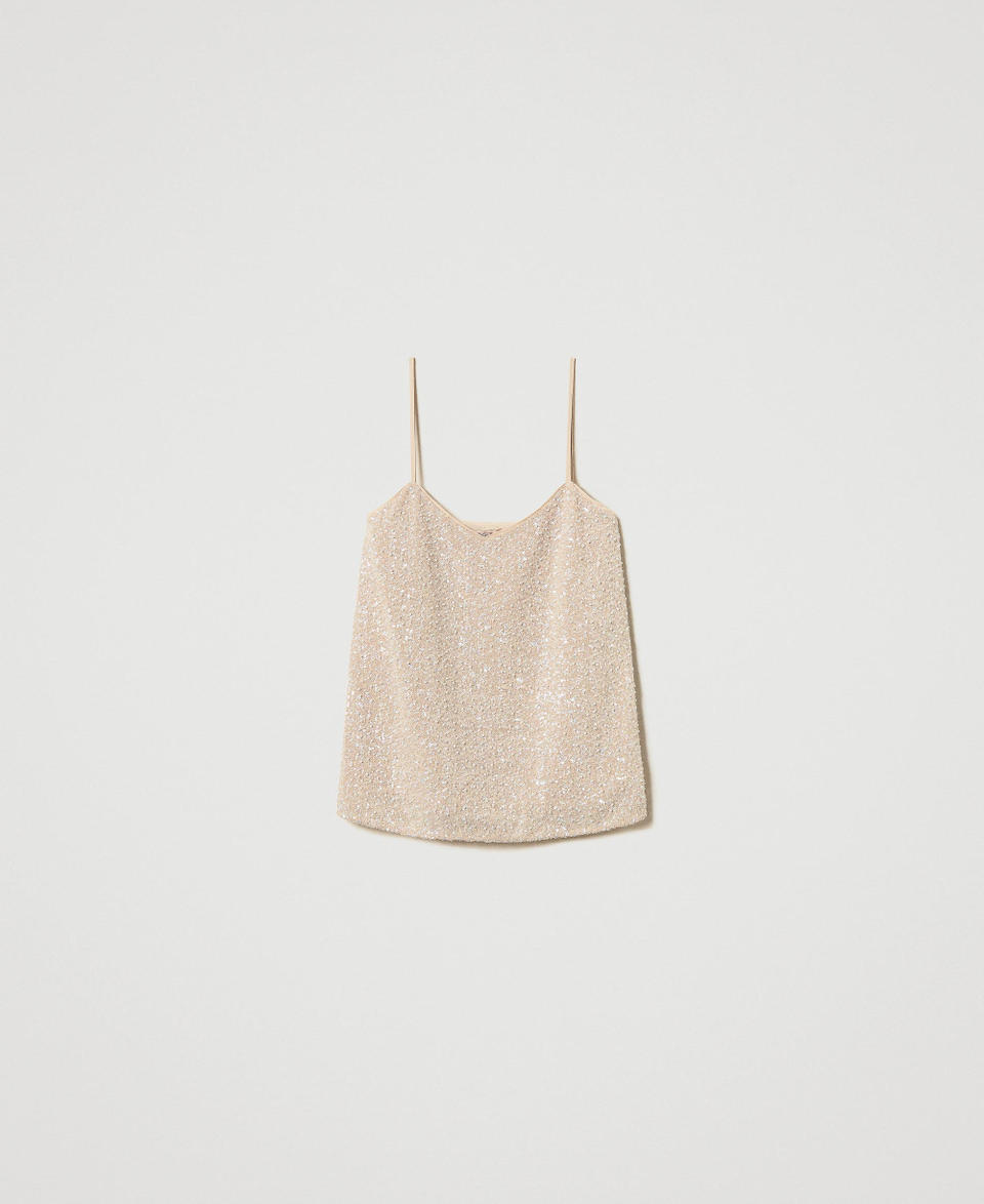 Twin Set Top con paillettes e perle Shopping Online