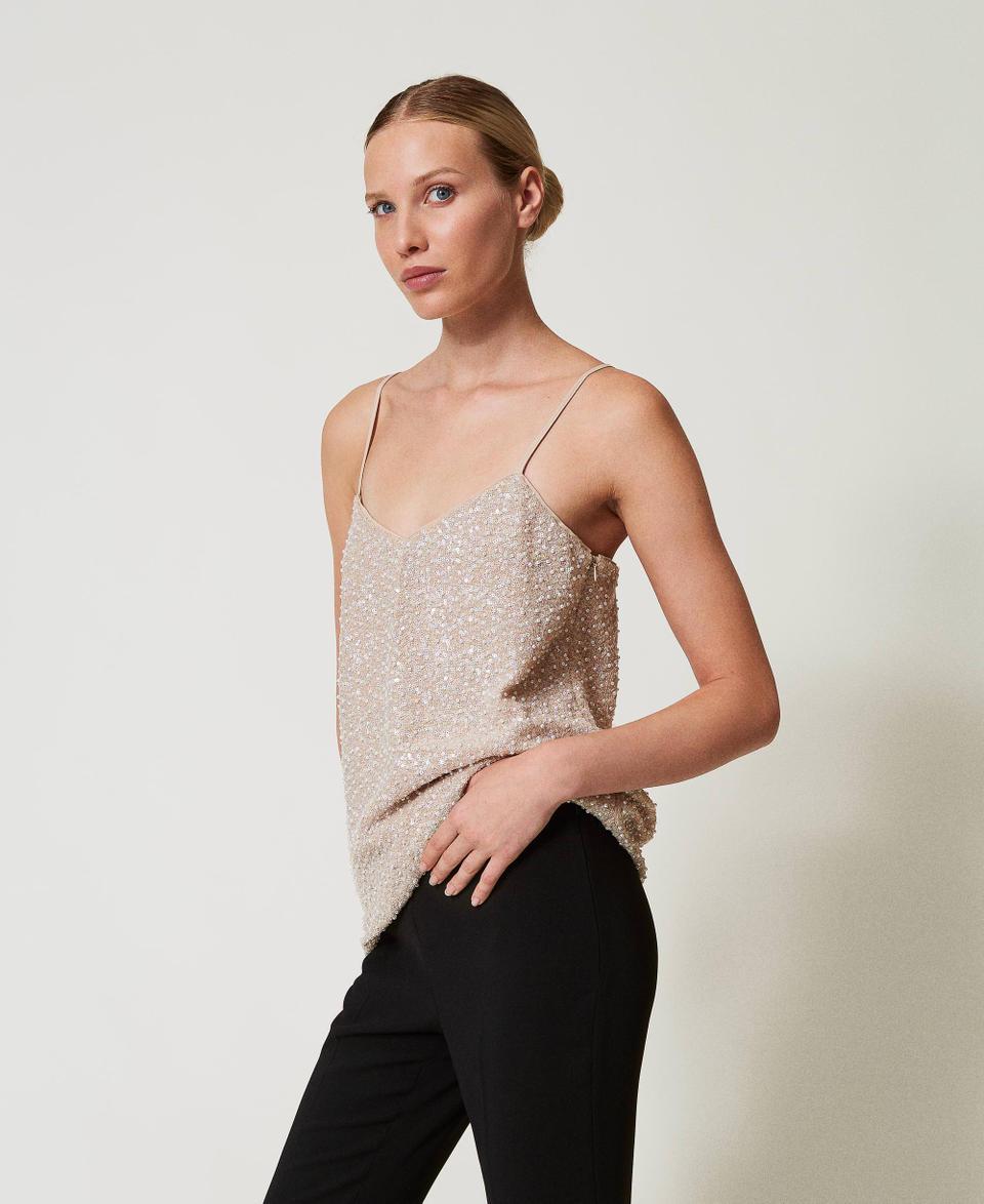 Twin Set Top con paillettes e perle Shopping Online