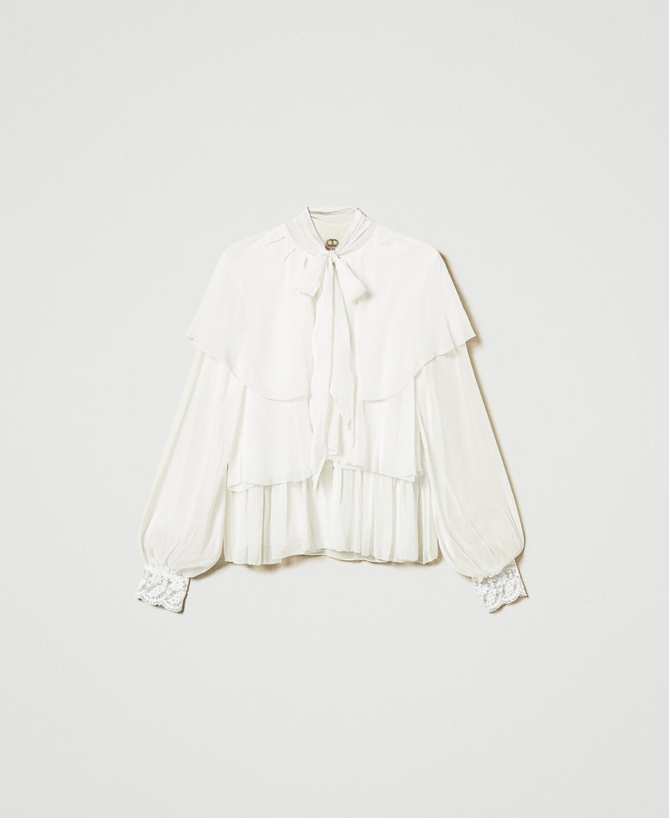 Twin Set Blusa in georgette con balze e pizzo Affare Del Giorno