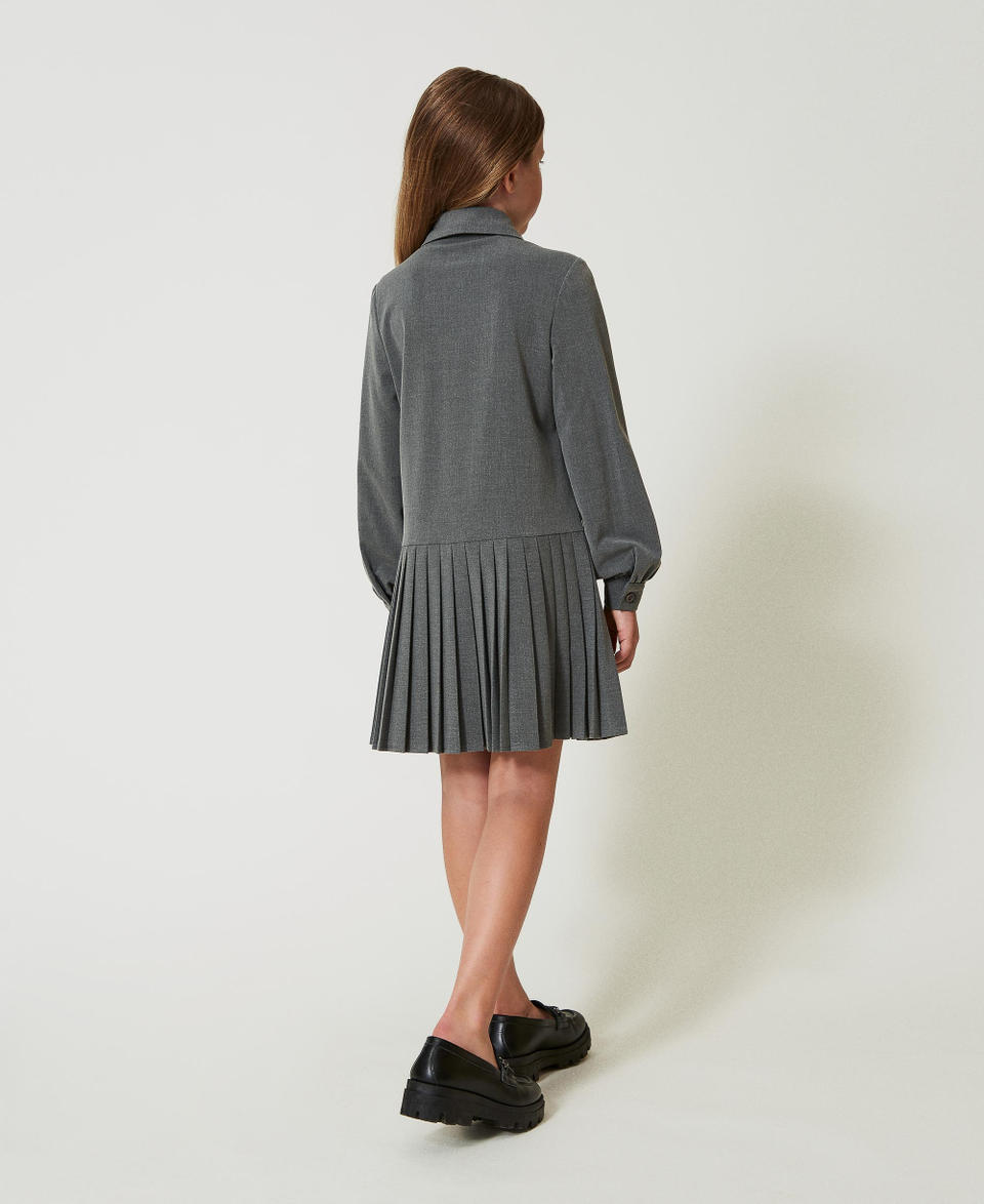 Twin Set Abito corto in flanella con cravatta Offerta