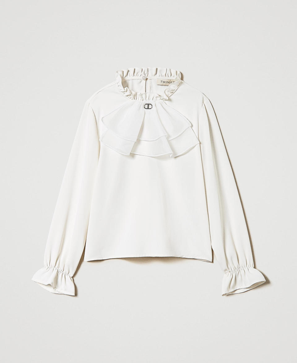 Twin Set Blusa in crêpe de Chine con jabot Outlet