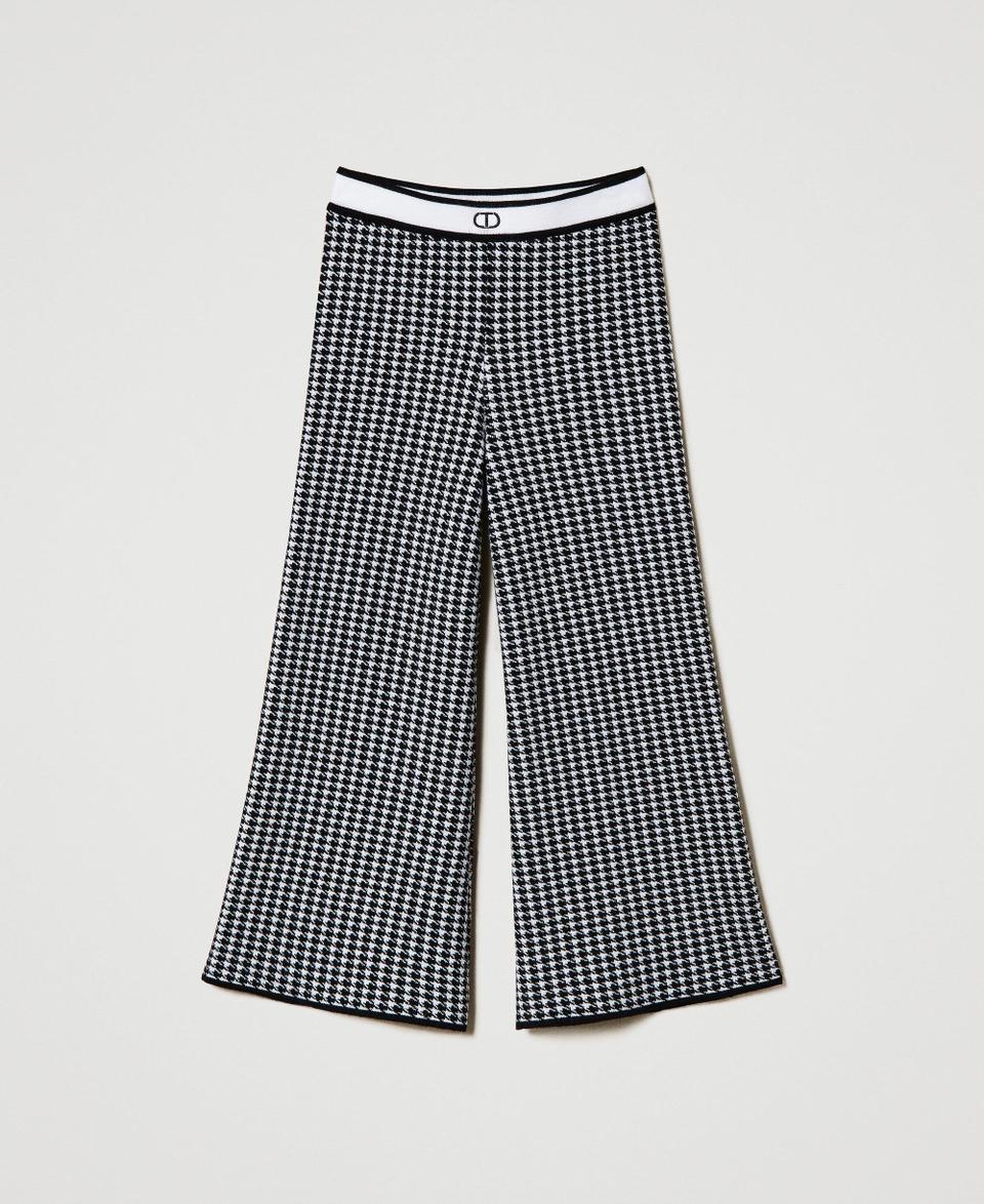 Twin Set Pantaloni in maglia jacquard pied de poule In Vendita