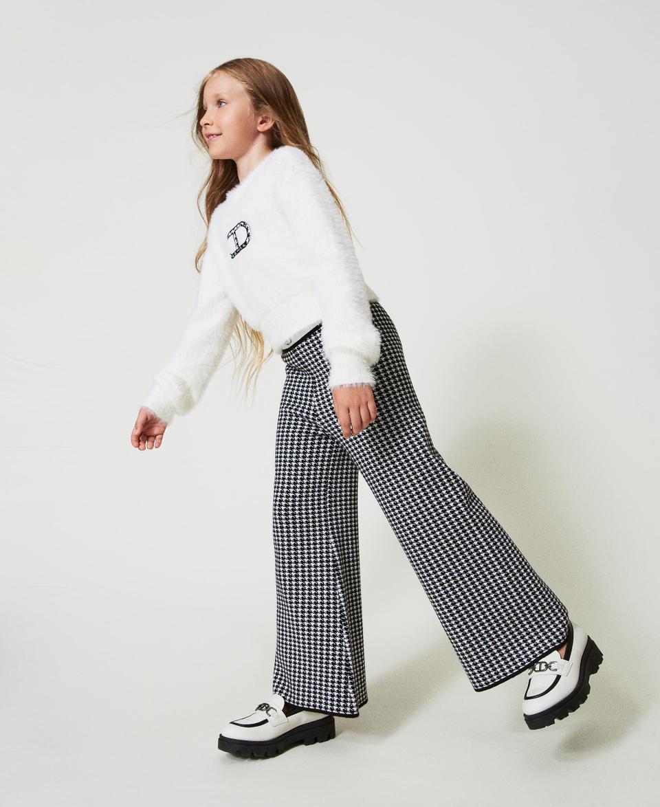 Twin Set Pantaloni in maglia jacquard pied de poule In Vendita