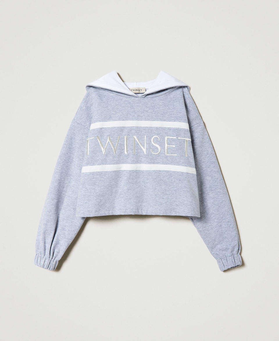Twin Set Felpa cropped con logo ricamato Offerte