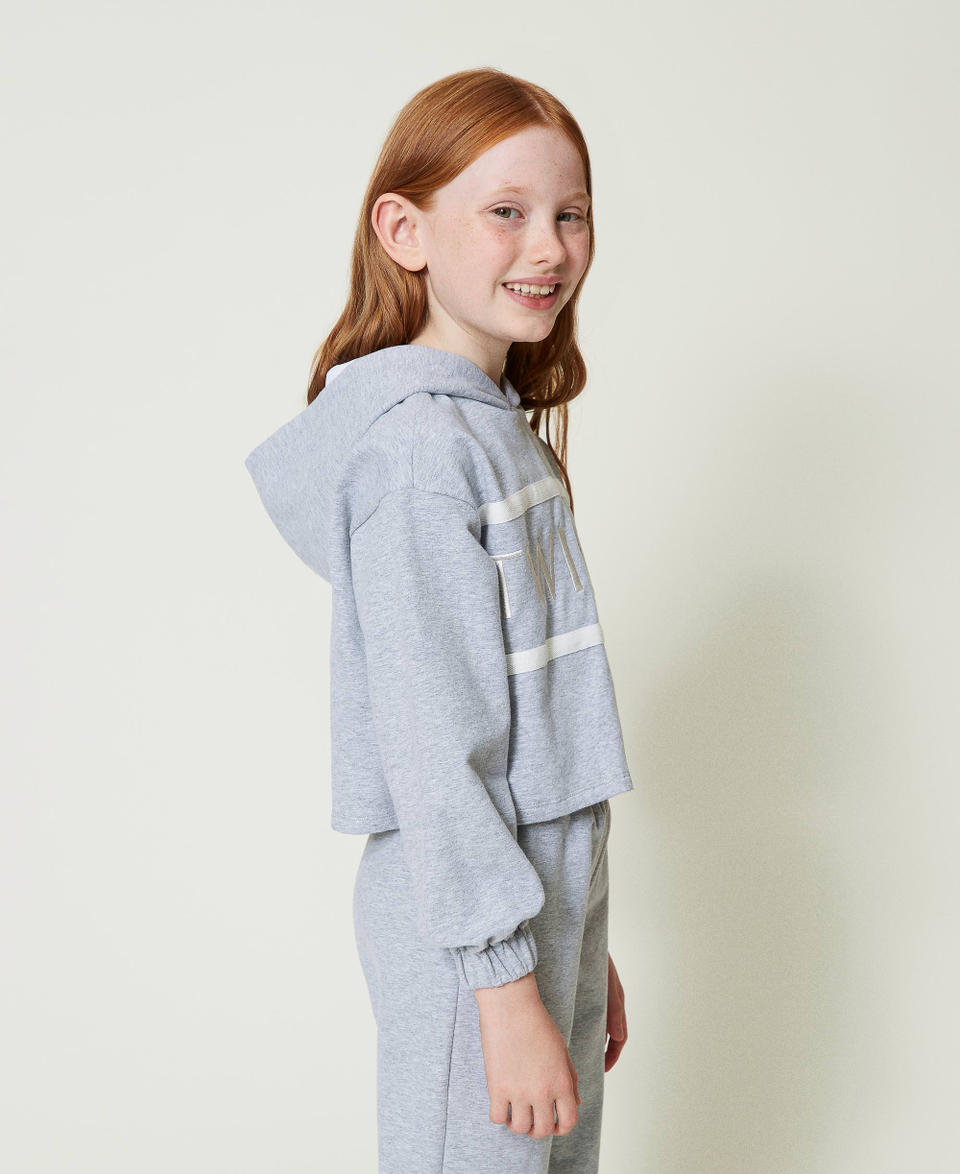 Twin Set Felpa cropped con logo ricamato Offerte