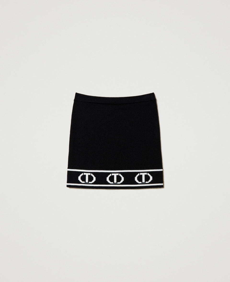Twin Set Gonna corta in maglia con Oval T jacquard Saldi Di Fabbrica