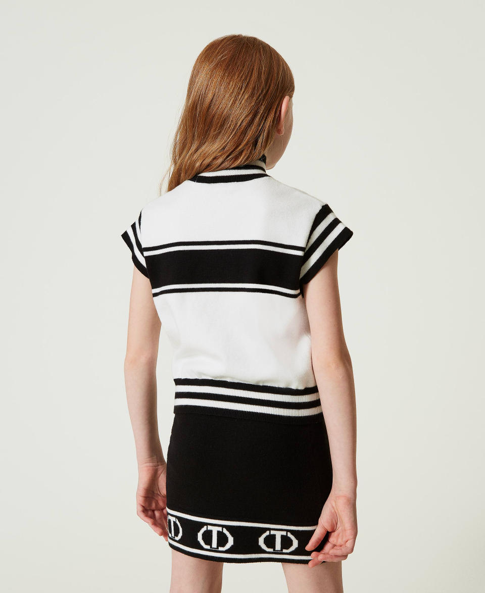 Twin Set Gonna corta in maglia con Oval T jacquard Saldi Di Fabbrica