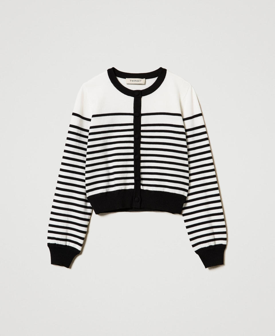 Twin Set Cardigan a righe con logo jacquard I Più Venduti