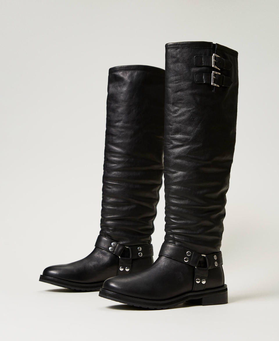 Twin Set Stivali alti 'Darcy' in pelle con cinturini Vendita