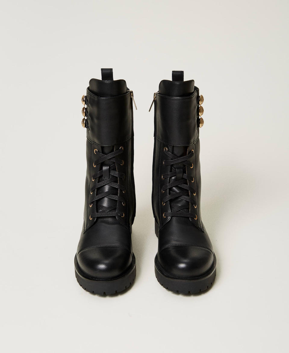 Twin Set Anfibi in pelle con bottoni Soddisfazione Garantita