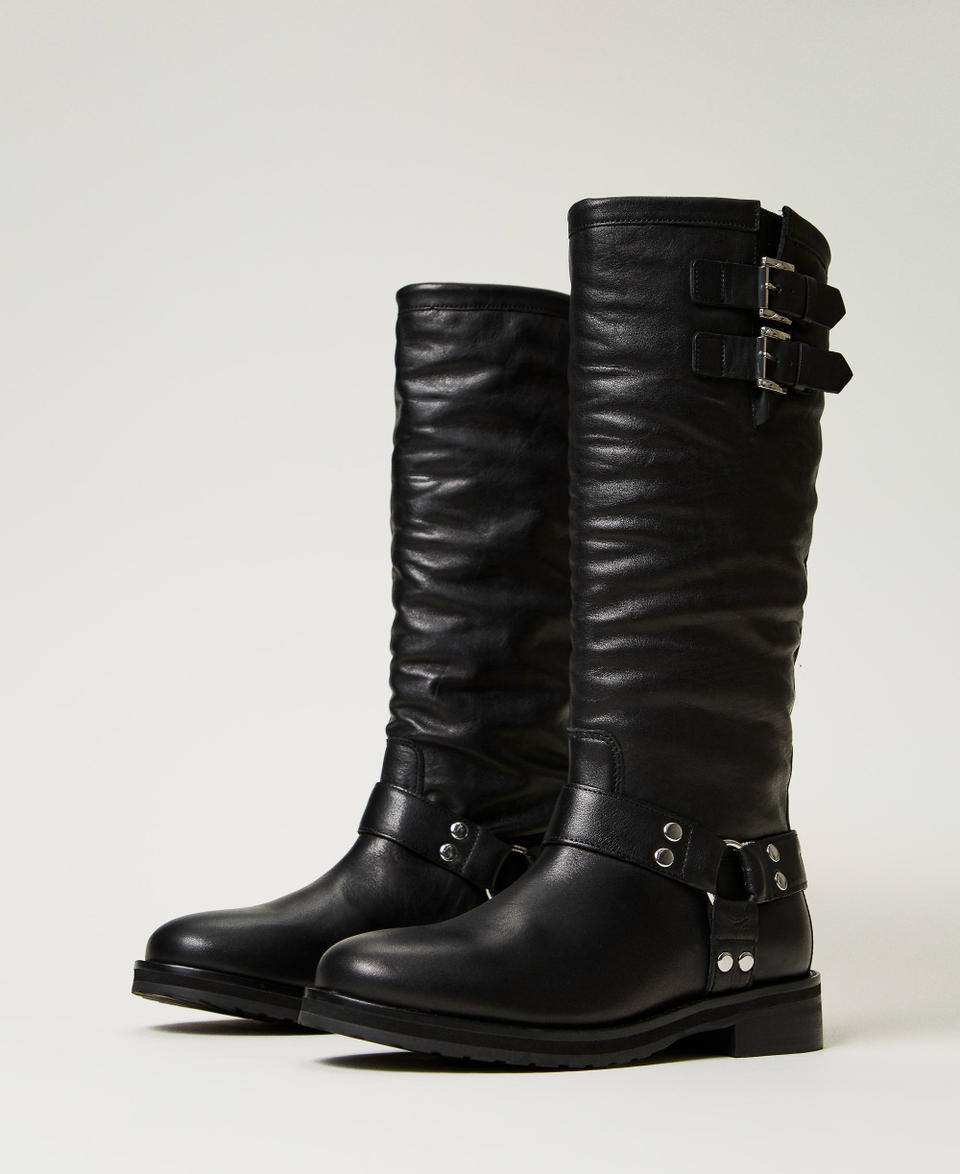 Twin Set Stivali biker 'Darcy' in pelle con cinturini Qualità Garantita