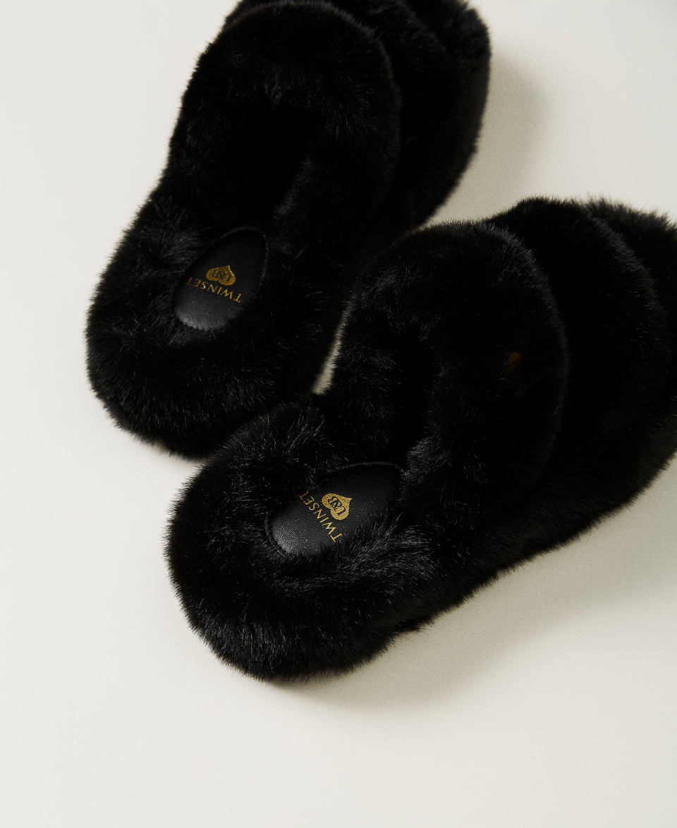 Twin Set Sandali slide in faux fur Sottocosto